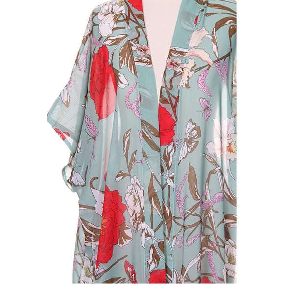 Code22 Blooming Flower Print Short Sleeve Kimono - Picture 4 of 4